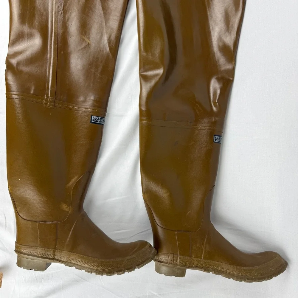 Vintage Converse Rubber Hip Waders Brown High Thigh Fishing Hunting Boots Mens 9